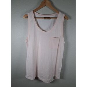 Soul Star Womens Geometric Chevron Tank Top Pink White Pocket MV ABSINTHE Large